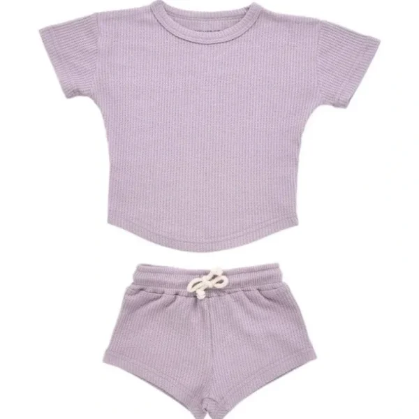 Clothing | Summer Waffle Tee Short Set - CaringForTots - Professional Baby and Children's Products | Caring for Growth, Caring for Every Moment