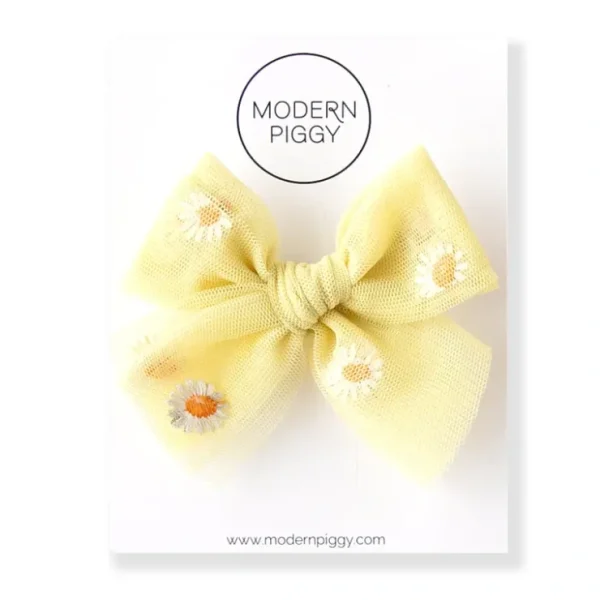 Sunrise Daisy | Tulle Bow - CaringForTots - Professional Baby and Children's Products | Caring for Growth, Caring for Every Moment* Hand-tied bow