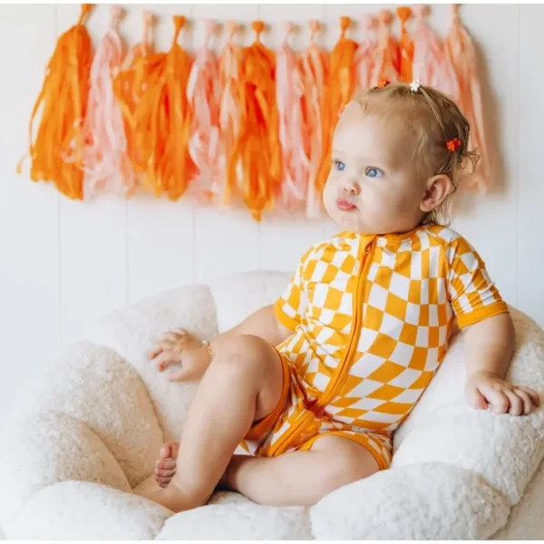 Sunshine Wave Checks Dream Shortie - CaringForTots - Professional Baby and Children's Products | Caring for Growth, Caring for Every Moment* Rompers - Shortie