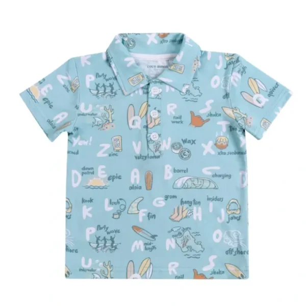 Surfing Abcs Bamboo Polo Shirt - CaringForTots - Professional Baby and Children's Products | Caring for Growth, Caring for Every Moment* Polo Shirts