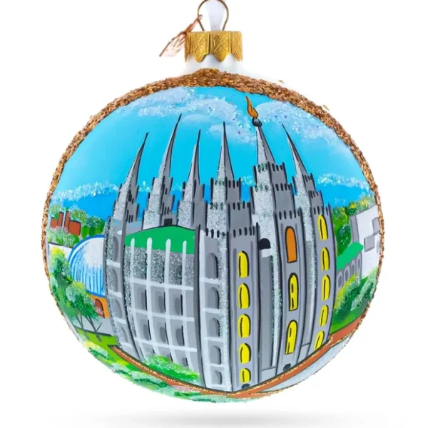 Temple Square, Salt Lake City, Utah, Usa Glass Ball Christmas Ornament 4 Inches - CaringForTots - Professional Baby and Children's Products | Caring for Growth, Caring for Every Moment* Ornaments
