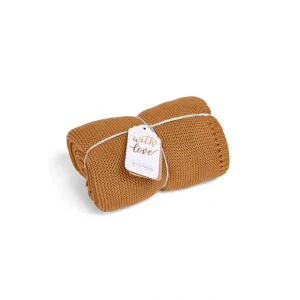 The Little Green Sheep Organic Knitted Cellular Baby Blanket - Honey - CaringForTots - Professional Baby and Children's Products | Caring for Growth, Caring for Every Moment* Blankets