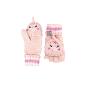 Toddler/kids Knitted Fingerless Gloves With Mitten Flaps - Dino Pink - CaringForTots - Professional Baby and Children's Products | Caring for Growth, Caring for Every Moment* Knitted Fingerless Gloves