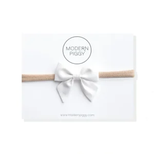 True White | Mini Piggy Bow - CaringForTots - Professional Baby and Children's Products | Caring for Growth, Caring for Every Moment* Piggy Bow