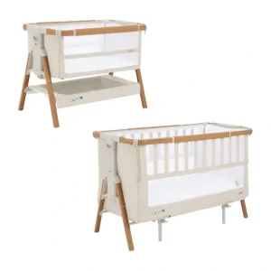 Tutti Bambini CoZee XL Bedside Crib & Cot - Scandinavian Walnut/Ecru - CaringForTots - Professional Baby and Children's Products | Caring for Growth, Caring for Every Moment* Bedside Cribs