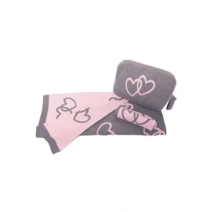 Twin Hearts Grey/light Pink - CaringForTots - Professional Baby and Children's Products | Caring for Growth, Caring for Every Moment* Baby Blankets