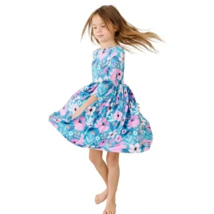 Twirling In Teal 3/4 Sleeve Twirl Dress - CaringForTots - Professional Baby and Children's Products | Caring for Growth, Caring for Every Moment* Dresses - Twirl
