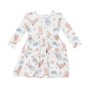 Twirly L/s Dress - Cowboy Boots - Pink - CaringForTots - Professional Baby and Children's Products | Caring for Growth, Caring for Every Moment* Dresses - Twirl