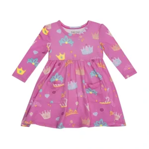 Twirly L/s Dress - Princess Crowns - CaringForTots - Professional Baby and Children's Products | Caring for Growth, Caring for Every Moment* Dresses - Twirl