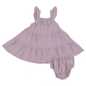 Twirly Sundress & Diaper Cover - Dusty Lavender Solid Muslin - CaringForTots - Professional Baby and Children's Products | Caring for Growth, Caring for Every Moment* Dresses - Twirl