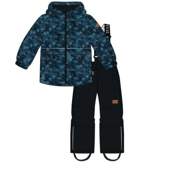 Two Piece Hooded Coat And Overalls Mid-season Set Blue Printed Bike And Black - CaringForTots - Professional Baby and Children's Products | Caring for Growth, Caring for Every Moment* Rompers - Overall