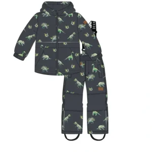 Two Piece Hooded Coat And Overalls Mid-season Set Grey Printed Dinosaurs - CaringForTots - Professional Baby and Children's Products | Caring for Growth, Caring for Every Moment* Rompers - Overall
