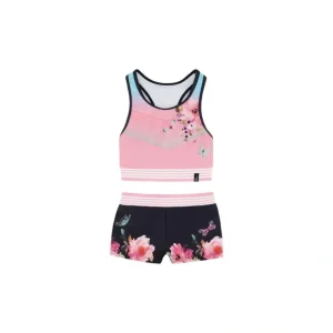 Two Piece Swimsuit Black With Big Flowers - CaringForTots - Professional Baby and Children's Products | Caring for Growth, Caring for Every Moment* One-Pieces