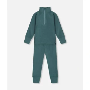 Two Piece Thermal Underwear Set Pine Green by Deux par Deux - CaringForTots - Professional Baby and Children's Products | Caring for Growth, Caring for Every Moment* Winter Accessories