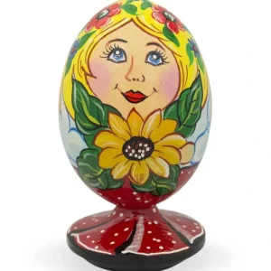 Ukrainian Girl With Sunflower Wooden Egg Figurine - CaringForTots - Professional Baby and Children's Products | Caring for Growth, Caring for Every Moment* Doll