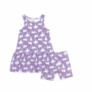 Unicorn Drop Waist Dress With Biker Shorts - CaringForTots - Professional Baby and Children's Products | Caring for Growth, Caring for Every Moment* Dresses - Twirl