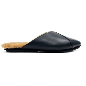 Valentina Faux Fur Mule In Black Leather - CaringForTots - Professional Baby and Children's Products | Caring for Growth, Caring for Every Moment* Women's Flats