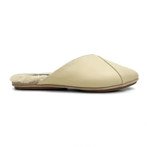 Valentina Faux Fur Mule In Nude Leather - CaringForTots - Professional Baby and Children's Products | Caring for Growth, Caring for Every Moment* Women's Flats