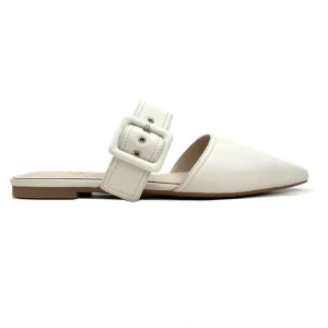 Valerie Buckle Mule In Bone Leather - CaringForTots - Professional Baby and Children's Products | Caring for Growth, Caring for Every Moment* Women's Flats