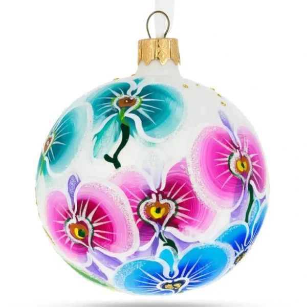 Vibrant Orchid Medley Blown Glass Ball Christmas Ornament 3.25 Inches - CaringForTots - Professional Baby and Children's Products | Caring for Growth, Caring for Every Moment* Ornaments