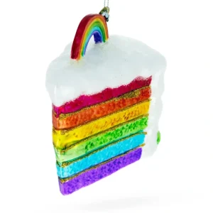 Vibrant Rainbow Layer Cake - Blown Glass Christmas Ornament - CaringForTots - Professional Baby and Children's Products | Caring for Growth, Caring for Every Moment* Christmas Tree Ornaments