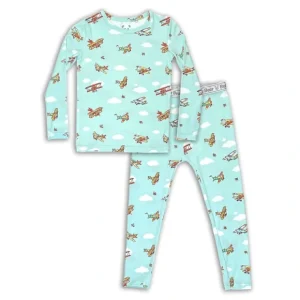 Vintage Airplanes Bamboo Kids Pajamas - CaringForTots - Professional Baby and Children's Products | Caring for Growth, Caring for Every Moment* The "Easy Two-Piecey"