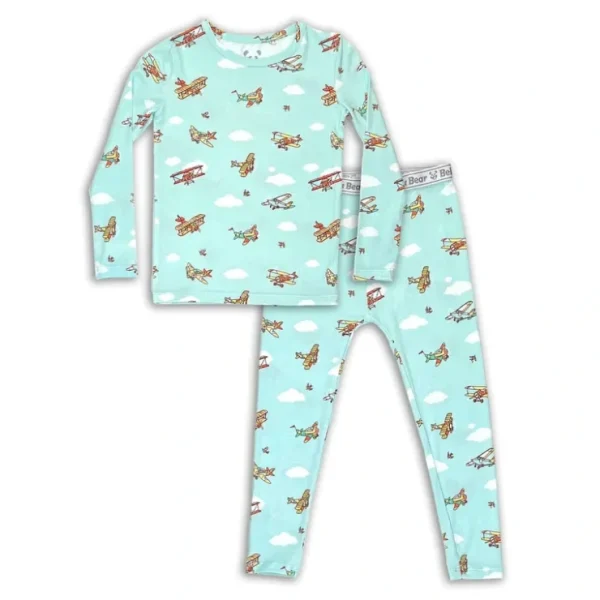 Vintage Airplanes Bamboo Kids Pajamas - CaringForTots - Professional Baby and Children's Products | Caring for Growth, Caring for Every Moment* The "Easy Two-Piecey"