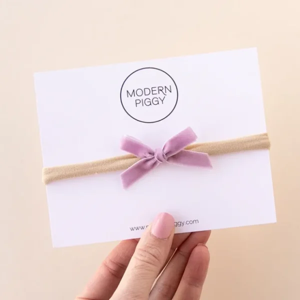 Vintage Lavender | Mini Ribbon Bow - Nylon Headband - CaringForTots - Professional Baby and Children's Products | Caring for Growth, Caring for Every Moment* All Products