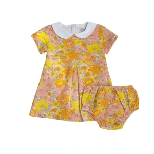 Vintage Marigold Floral Peter Pan Collar Dress Baby Toddler Girl - CaringForTots - Professional Baby and Children's Products | Caring for Growth, Caring for Every Moment* Dresses