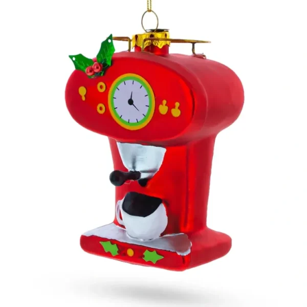 Vintage Red Espresso Machine - Blown Glass Christmas Ornament - CaringForTots - Professional Baby and Children's Products | Caring for Growth, Caring for Every Moment* Christmas Tree Ornaments