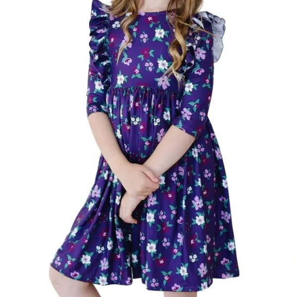 Violets In Bloom Ruffle Twirl Dress - CaringForTots - Professional Baby and Children's Products | Caring for Growth, Caring for Every Moment* Dresses - Twirl