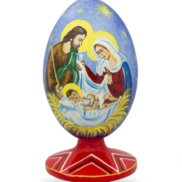 Virgin Mary, Joseph And Baby Jesus Wooden Egg Nativity Figurine 4.75 Inches - CaringForTots - Professional Baby and Children's Products | Caring for Growth, Caring for Every Moment* Religious