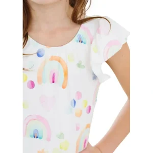 Watercolor Rainbows S/s Flutter Sleeve Leotard - CaringForTots - Professional Baby and Children's Products | Caring for Growth, Caring for Every Moment* Flutter Leotard S/S