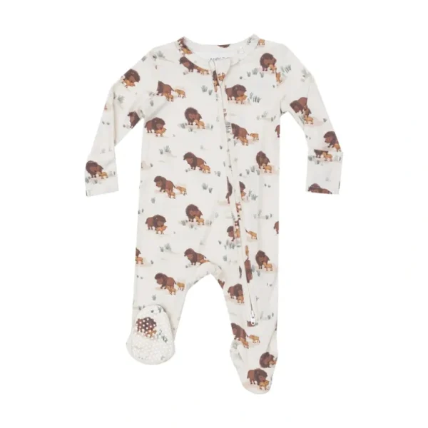 Shop All | 2 Way Zipper Footie - Bison Families - CaringForTots - Professional Baby and Children's Products | Caring for Growth, Caring for Every Moment