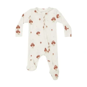 Shop All | 2 Way Zipper Footie - Mushrooms - CaringForTots - Professional Baby and Children's Products | Caring for Growth, Caring for Every Moment