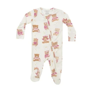 Shop All | 2 Way Zipper Footie - Teddy Bears Pink - CaringForTots - Professional Baby and Children's Products | Caring for Growth, Caring for Every Moment