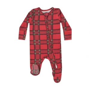 Shop All | 2 Way Zipper Footie - Vintage Holiday Plaid - CaringForTots - Professional Baby and Children's Products | Caring for Growth, Caring for Every Moment