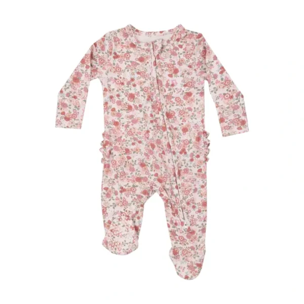 Shop All | 2 Way Zipper Ruffle Back Footie - Pretty Calico - CaringForTots - Professional Baby and Children's Products | Caring for Growth, Caring for Every Moment
