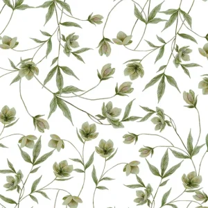 Wellington - Sample Wallpaper, Hellebores (green) - CaringForTots - Professional Baby and Children's Products | Caring for Growth, Caring for Every Moment* All Products