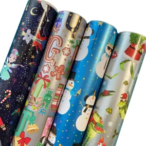 Whimsical Christmas Wrapping Paper Roll Bundle (25 sq ft per roll, 100 total sq ft), 4 Pack - CaringForTots - Professional Baby and Children's Products | Caring for Growth, Caring for Every Moment* Giftwrapping Paper
