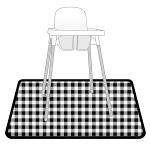 White Buffalo Plaid Splash Mat - A Waterproof Catch-all For Highchair Spills And More! - CaringForTots - Professional Baby and Children's Products | Caring for Growth, Caring for Every Moment* All Products