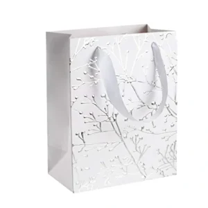 White Floral Stems Design Foil Stamped Gift Bags 24 Pack 9"x 7"x 4" - CaringForTots - Professional Baby and Children's Products | Caring for Growth, Caring for Every Moment* rug