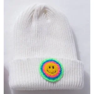 White Multi Smile Beanie - CaringForTots - Professional Baby and Children's Products | Caring for Growth, Caring for Every Moment* Clothing