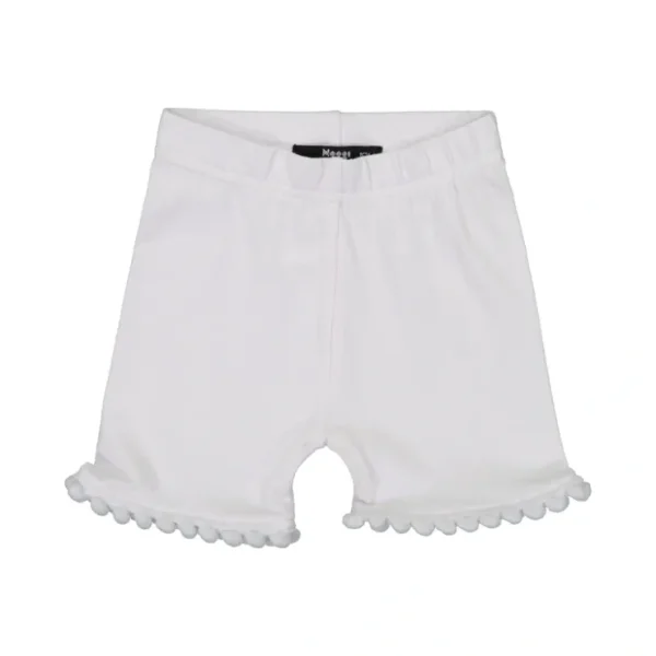 White Pompom Trim Shorties - CaringForTots - Professional Baby and Children's Products | Caring for Growth, Caring for Every Moment* Leggings