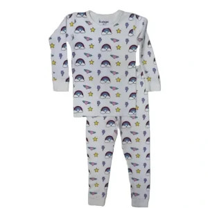 White Rainbow Star Thermal Two Piece Pjs - CaringForTots - Professional Baby and Children's Products | Caring for Growth, Caring for Every Moment* Clothing