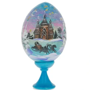 Winter Forest Christmas Snow Wooden Easter Egg 3 Inches - CaringForTots - Professional Baby and Children's Products | Caring for Growth, Caring for Every Moment* Russian Eggs